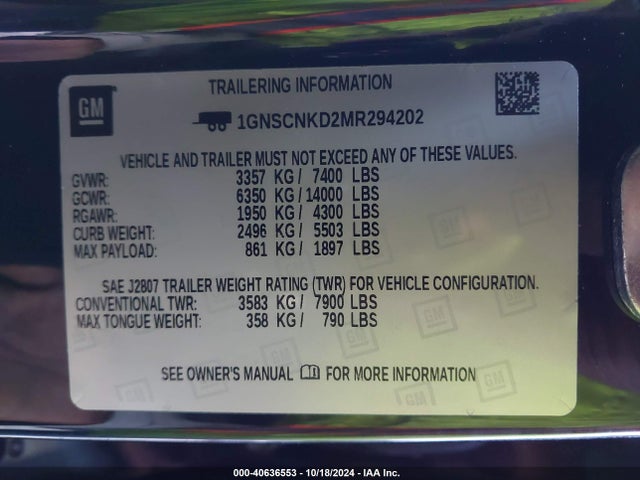 Chevrolet Tahoe 2wd Lt 2021 1GNSCNKD2MR294202 Image 9