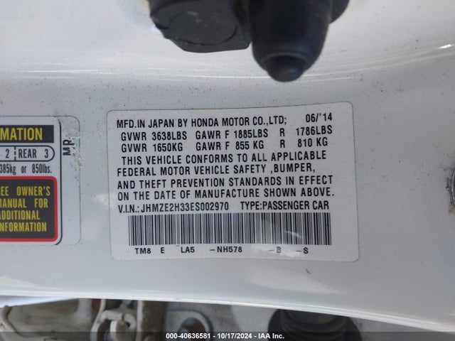 Honda Insight 2014 JHMZE2H33ES002970 Image 9