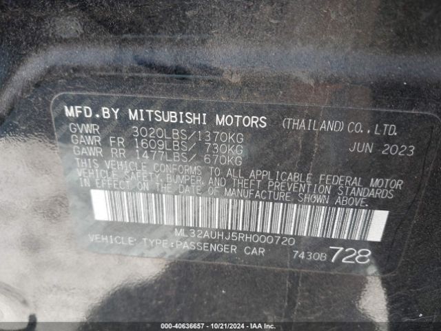 ML32AUHJ5RH000720 Mitsubishi MIRAGE ES