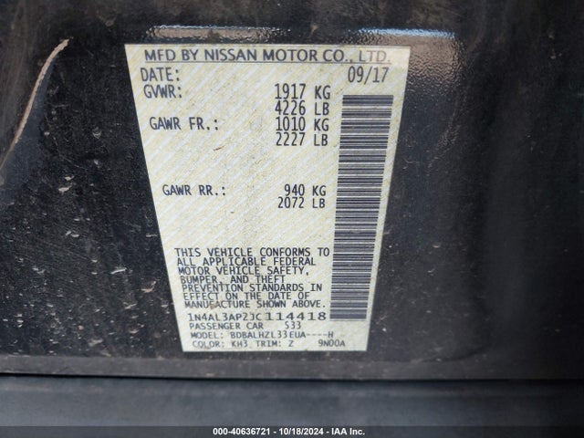 Nissan Altima 2.5 Sr 2018 1N4AL3AP2JC114418 Image 9