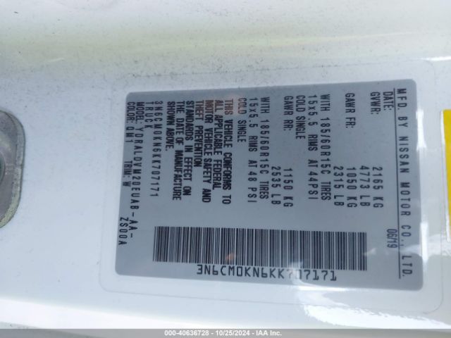 3N6CM0KN6KK707171 Nissan Nv200 S