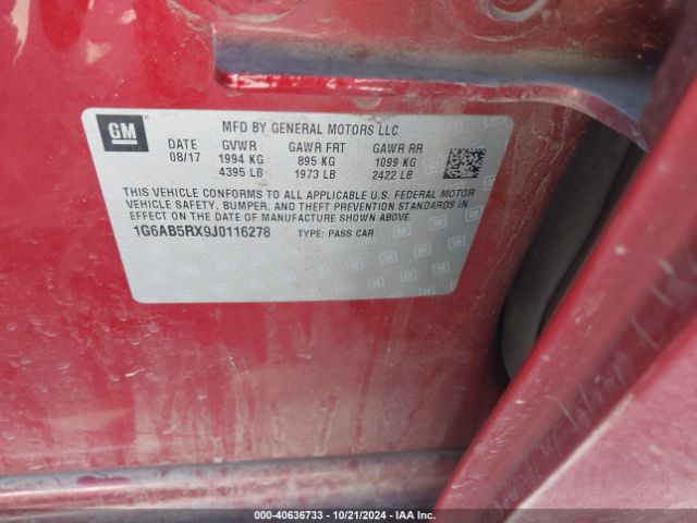 1G6AB5RX9J0116278 Cadillac ATS LUXURY
