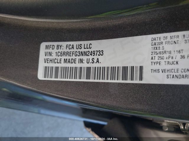 1C6RREFG3NN249733 RAM 1500 Big Horn  4x2 5'7 Box