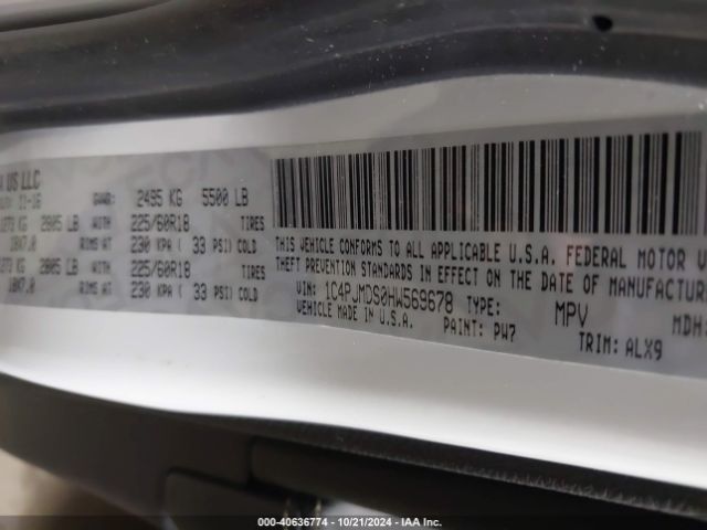 1C4PJMDS0HW569678 Jeep Cherokee Limited 4x4