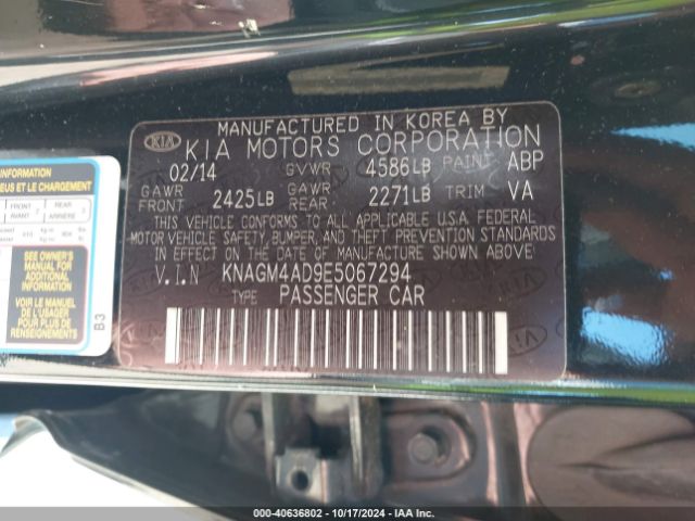 KNAGM4AD9E5067294 KIA Optima Hybrid Lx