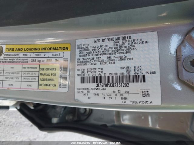 3FA6P0PU3ER151202 Ford Fusion Energi Se Luxury