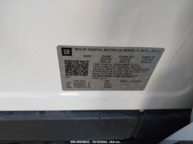 3GNAXHEV4KS638077 Chevrolet EQUINOX LS