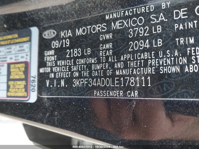 KIA Forte Gt-line 2020 3KPF34AD0LE178111 Image 9
