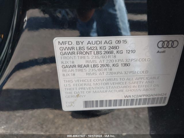 WA1C2AFP9GA049424 Audi Q5 2.0t Premium