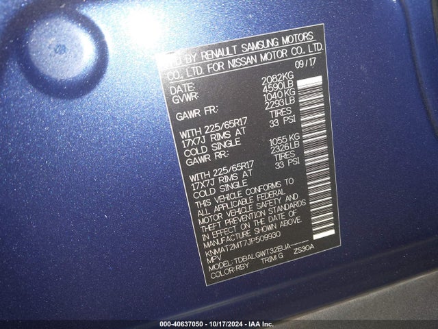 Nissan ROGUE SV 2018 KNMAT2MT7JP509930 Image 9