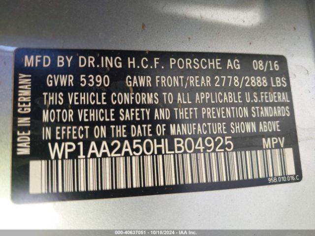 WP1AA2A50HLB04925 Porsche Macan
