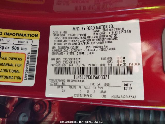 1LN6L9PK6J5603371 Lincoln Continental Premiere