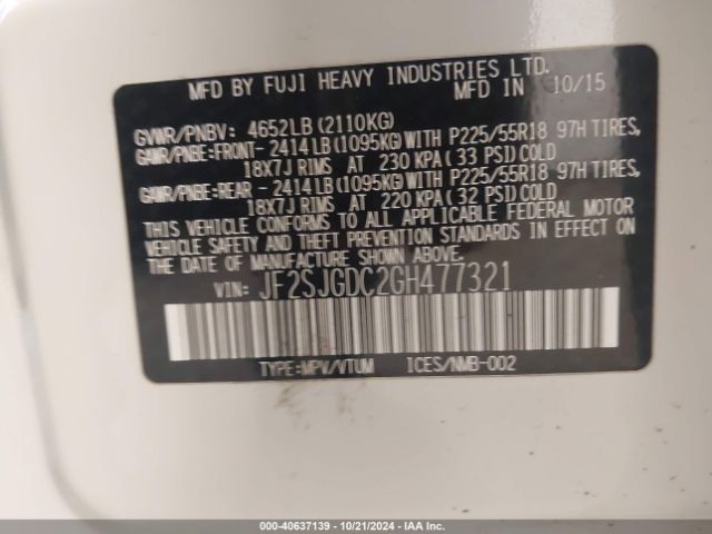 JF2SJGDC2GH477321 Subaru Forester 2.0xt Premium