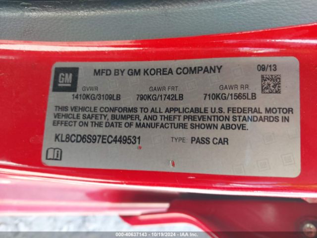 KL8CD6S97EC449531 Chevrolet Spark 1lt Auto