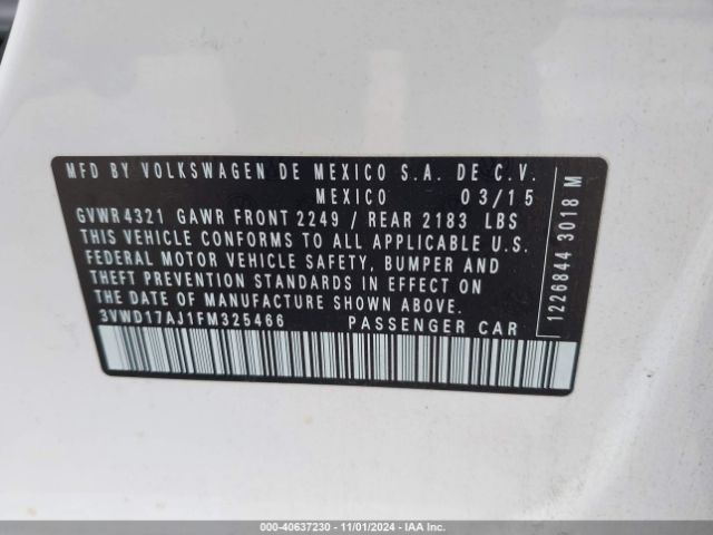 3VWD17AJ1FM325466 Volkswagen Jetta 1.8t Sport