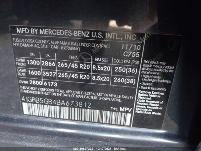 2011 MERCEDES-BENZ M-CLASS 4JGBB5GB4BA673812 Photo 8