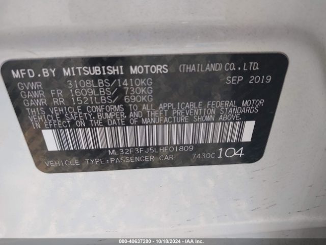 2020 MITSUBISHI MIRAGE G4 ML32F3FJ5LHF01809 Photo 8