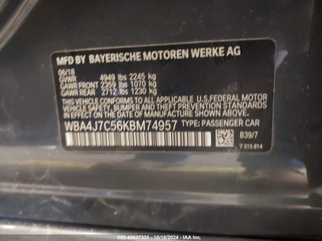 WBA4J7C56KBM74957 BMW 440i Gran Coupe Xdrive