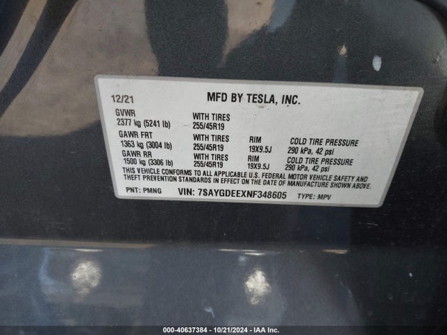 2022 TESLA MODEL Y 7SAYGDEEXNF348605 Photo 8