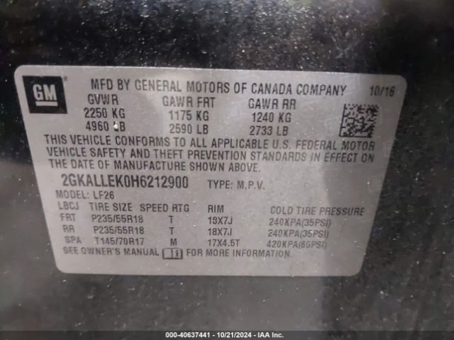 2GKALLEK0H6212900 GMC TERRAIN SL