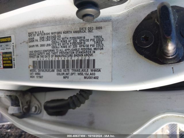 2010 MITSUBISHI ENDEAVOR 4A4JN3ASXAE012323 Photo 8