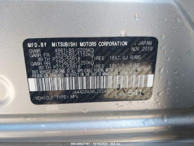 JA4AD3A36LZ024025 Mitsubishi Outlander Le 2.4/se 2.4/sel 2.4/sp 2.4