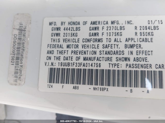 19UUB1F33FA014756 Acura TLX