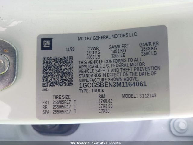 1GCGSBEN3M1164061 Chevrolet Colorado 2wd  Long Box Wt