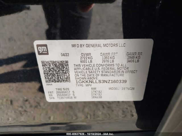 1GKKNLLS3NZ160339 GMC Acadia Awd At4