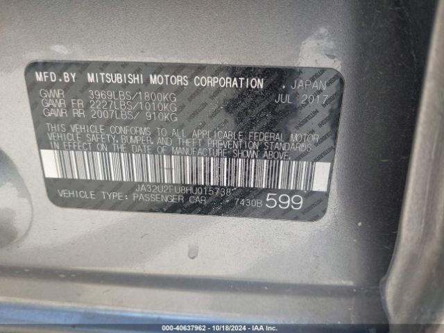 JA32U2FU8HU015738 Mitsubishi LANCER ES