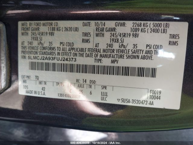 5LMCJ2A93FUJ24373 Lincoln MKC