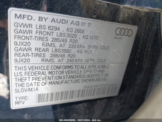 WA1LHAF70HD042604 Audi Q7 2.0t Premium