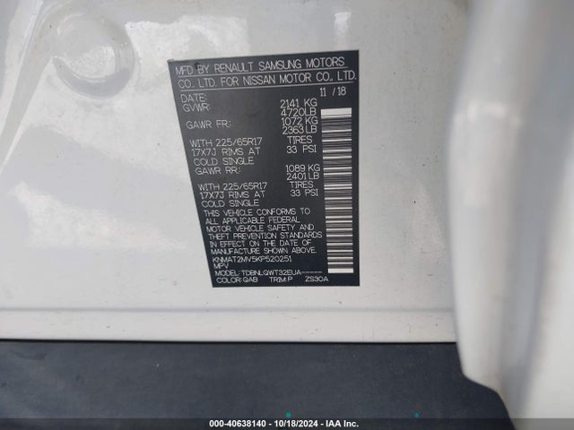 Nissan ROGUE SV 2019 KNMAT2MV5KP520251 Image 9