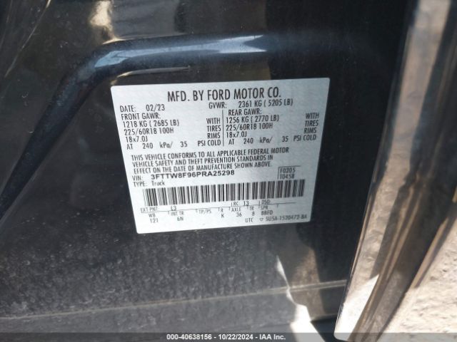 3FTTW8F96PRA25298 Ford Maverick Lariat