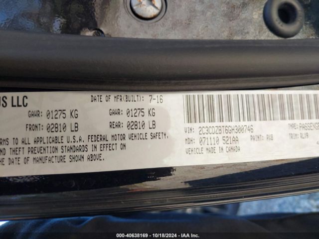 2C3CDZBT6GH300746 Dodge Challenger R/t Plus