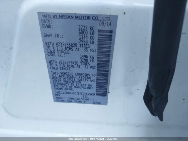 5N1CL0MM6EC552699 Infiniti Qx60 Hybrid