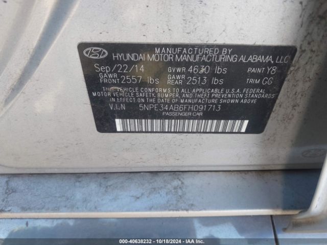 5NPE34AB6FH091713 Hyundai Sonata Sport 2.0t