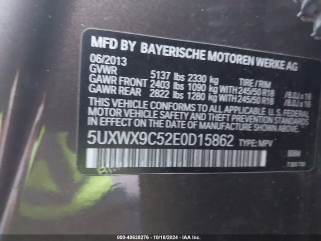 5UXWX9C52E0D15862 BMW X3 Xdrive28i