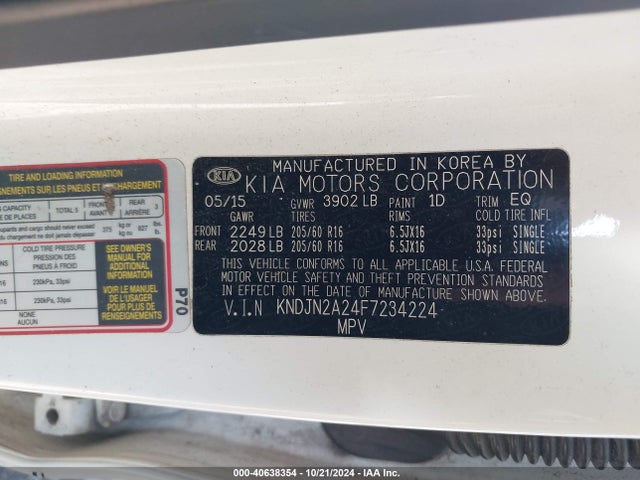 KIA Soul 2015 KNDJN2A24F7234224 Image 9