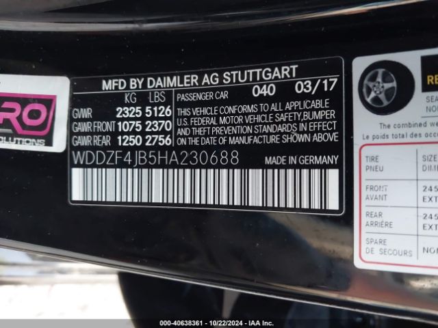WDDZF4JB5HA230688 Mercedes-Benz E 300