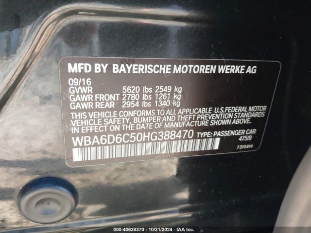 WBA6D6C50HG388470 BMW 650i Gran Coupe Xdrive