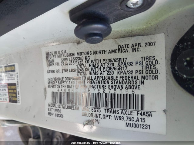 2007 MITSUBISHI ENDEAVOR 4A4MM31S67E075556 Photo 8