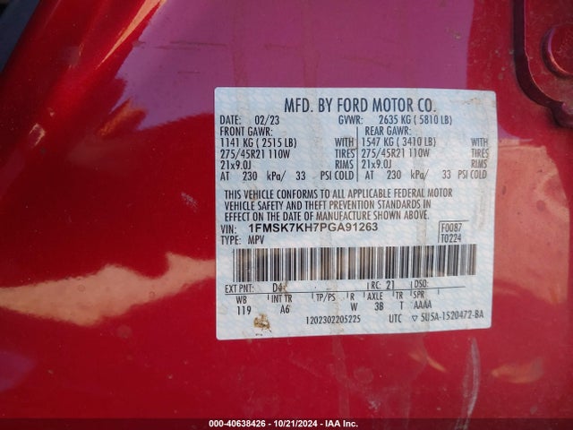 Ford Explorer St-line 2023 1FMSK7KH7PGA91263 Image 9
