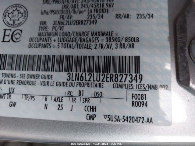3LN6L2LU2ER827349 Lincoln MKZ HYBRID