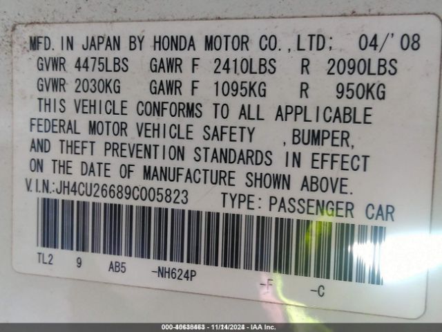 2009 ACURA TSX JH4CU26689C005823 Photo 8