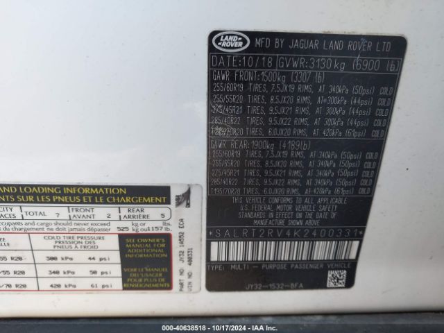 SALRT2RV4K2400331 Land Rover Discovery Hse Luxury