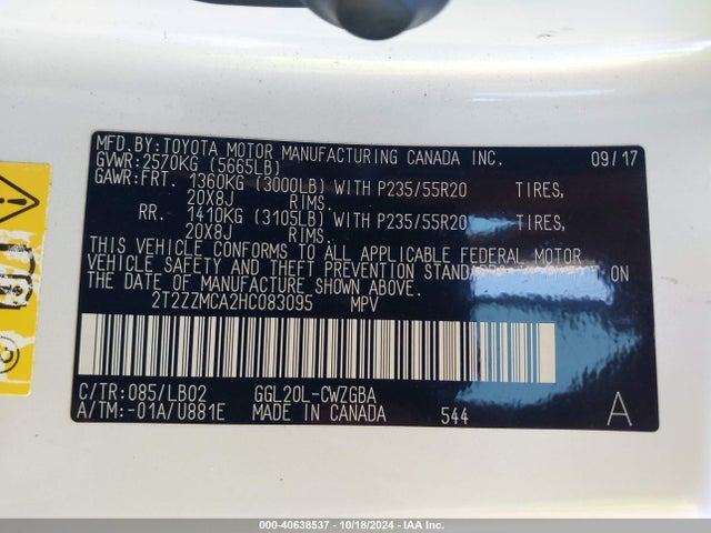 Lexus RX 350 2017 2T2ZZMCA2HC083095 Image 9