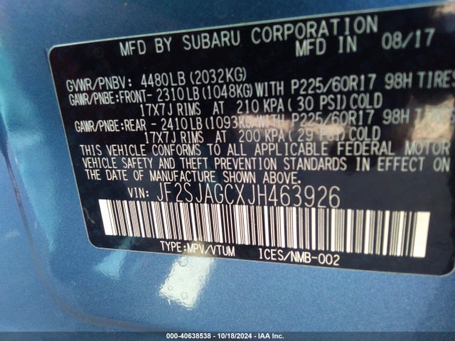 Subaru Forester 2.5i Premium 2018 JF2SJAGCXJH463926 Image 9