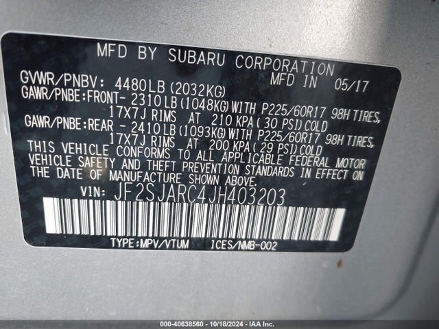 Subaru Forester 2.5i Limited 2018 JF2SJARC4JH403203 Image 9