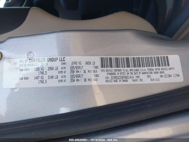 Dodge Grand Caravan Sxt Plus 2015 2C4RDGCG9FR651414 Image 9